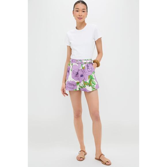 HYACINTH HOUSE Lilac Floral Cuffed Conor Shorts Size M NWT - Picture 4 of 8